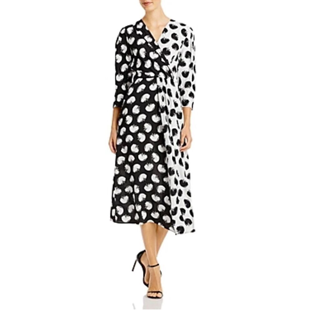 BOSS Danotta Reverse Print Dress in black and white size 6